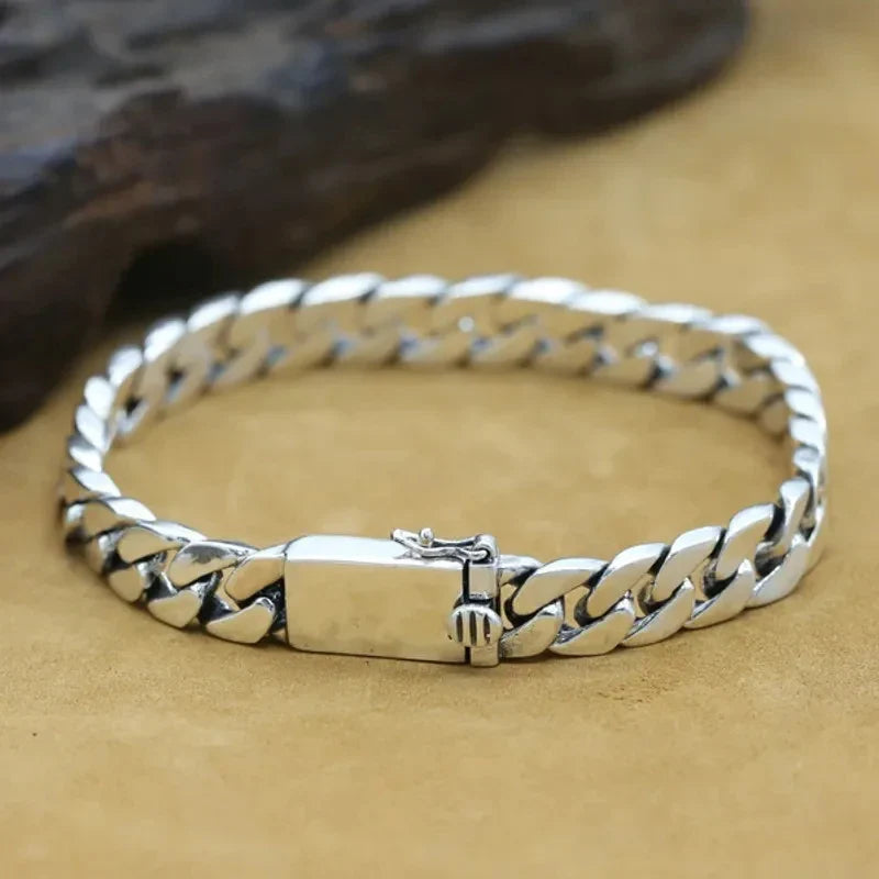 100% S925 Collana in argento sterling Bracciale Punk S925 Gioielli in argento Non sbiadisce mai Carry certificato Uomo Donna Gioielli Regali