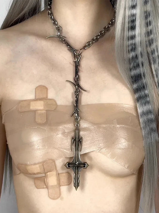 Set di Gioielli Punk Rock per Donne e Uomini, Collane e Anelli con Ciondolo a Croce Gotica, Collezione di Accessori Gioiello Audaci
