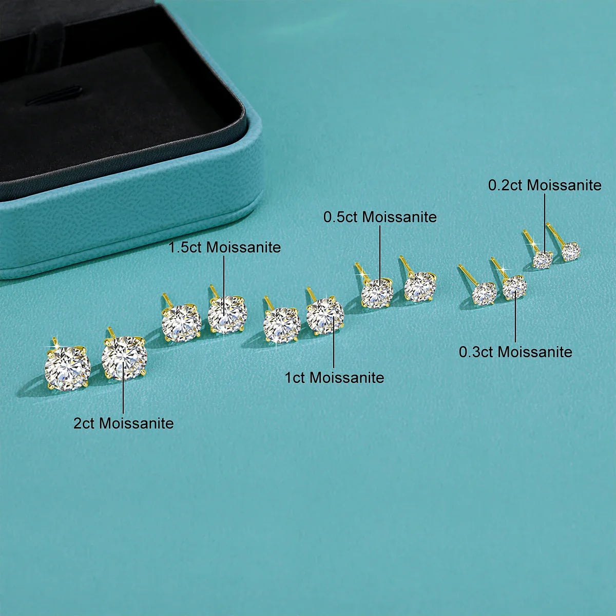 Orecchini a bottone in moissanite a 4 punte in oro massiccio 14 carati per le donne Orecchini a bottone con diamanti da sposa Gioielleria raffinata Regalo di compleanno
