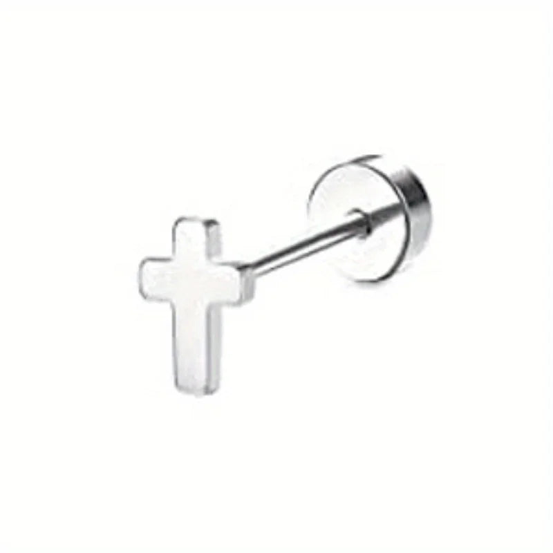 Drperfect 1pc orecchini chirurgici in acciaio inossidabile per donna uomo orecchini con retro piatto orecchini con cartilagine orecchini a cerchio con Piercing
