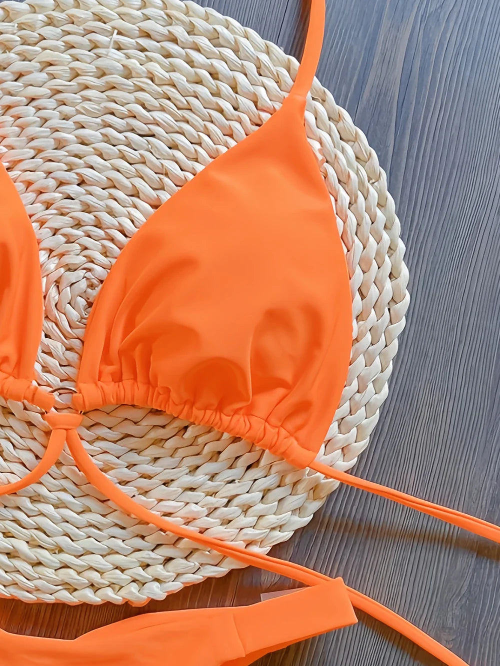 Set Bikini Triangolo Sexy Micro Perizoma Donna, Costume da Bagno Stampa Bandage, Abbigliamento da Spiaggia