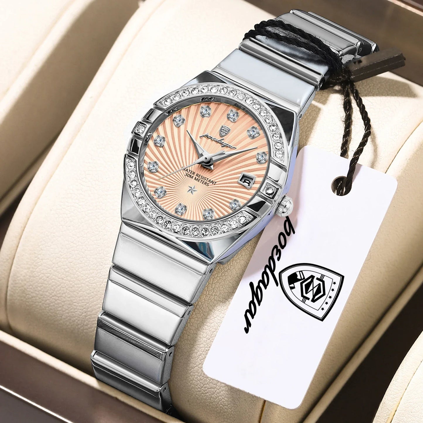 Orologio da donna POEDAGAR, raffinato, impermeabile, luminoso, con datario, in acciaio inossidabile, elegante orologio da polso al quarzo per donna.