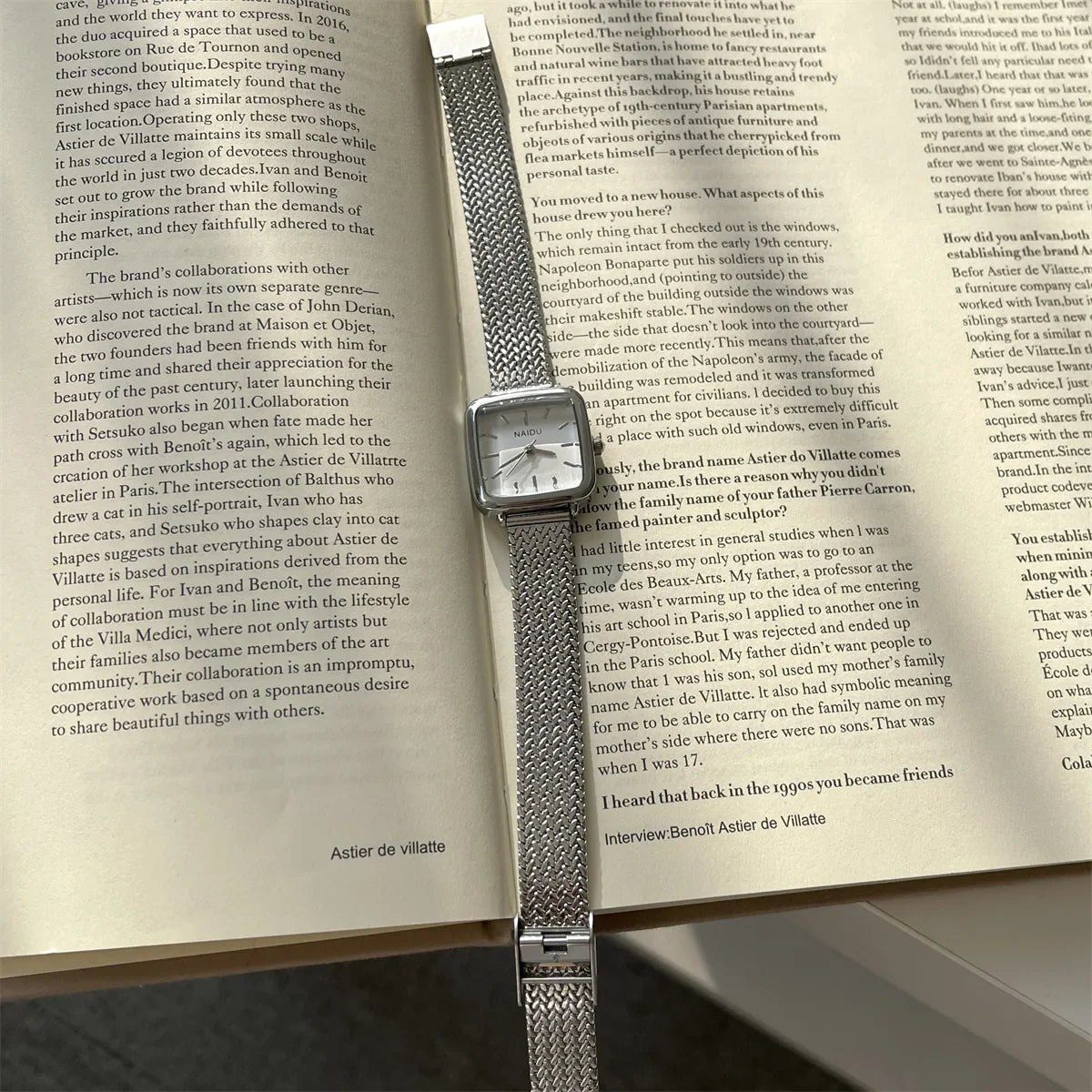 Orologio al quarzo semplice di marca per donna Orologi da donna regalo di lusso retrò Orologi da polso con cinturino in acciaio inossidabile regolabile con quadrante piccolo