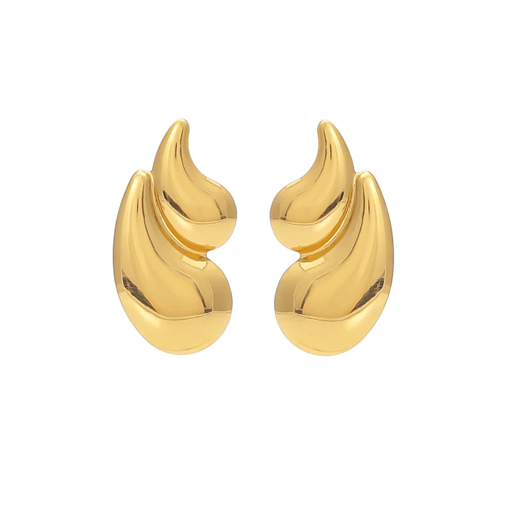 Orecchini Geometrici a Goccia d'Acqua in Acciaio Inossidabile per Donna, Eleganti Vintage Placcati Oro, Gioielli da Indossare Quotidianamente