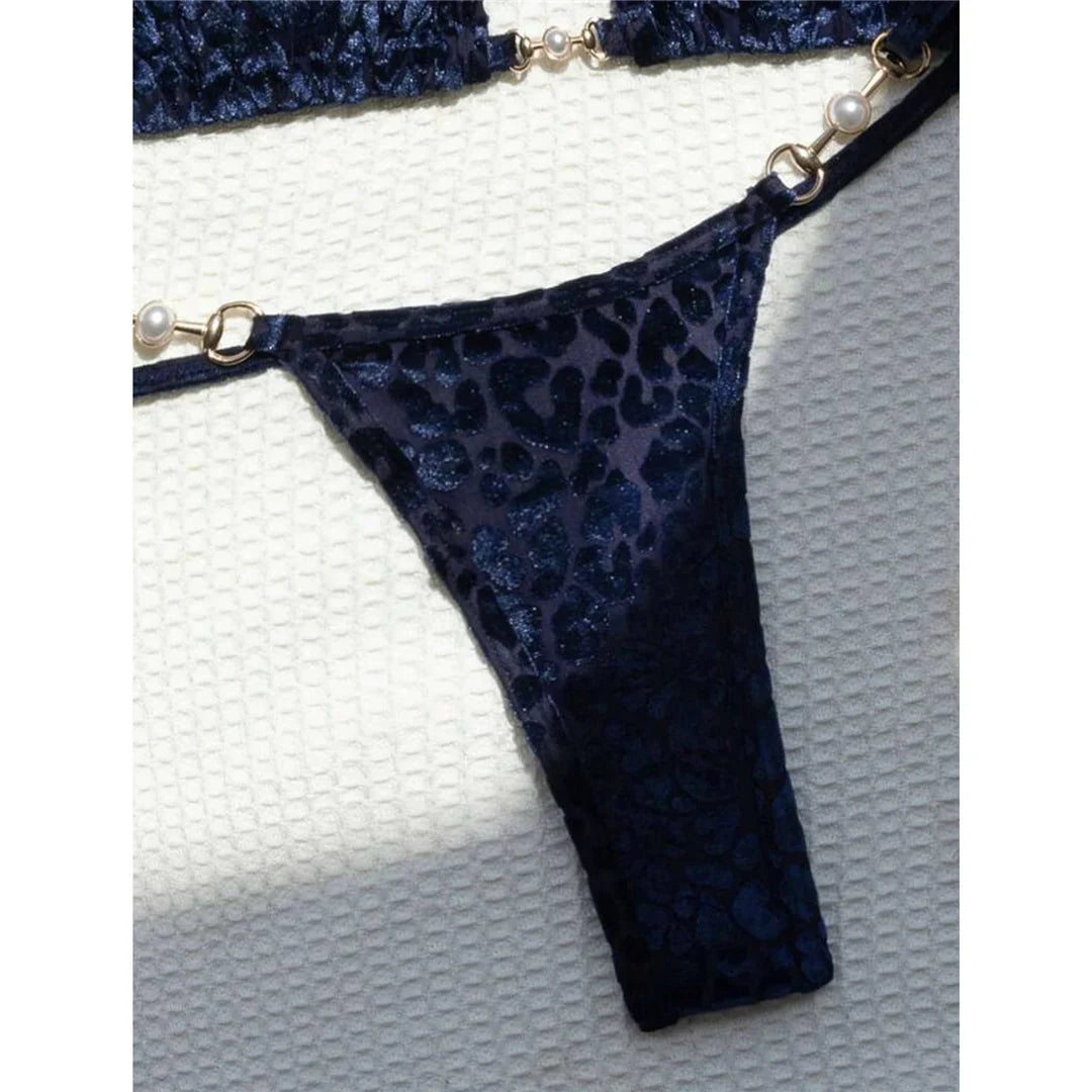 S-XL Leopard Halter Mini Micro Perizoma Bikini Donna Costumi da bagno Costume da bagno femminile Bikini a due pezzi Bagnante Costume da bagno Swim V5207