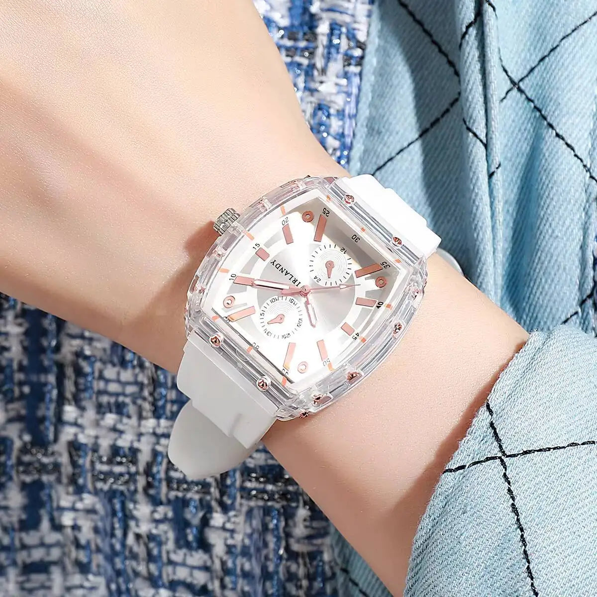 Orologi da donna alla moda Orologi da polso al quarzo da donna con cinturino in silicone casual per ragazze Orologio Reloj Mujer (senza scatola)