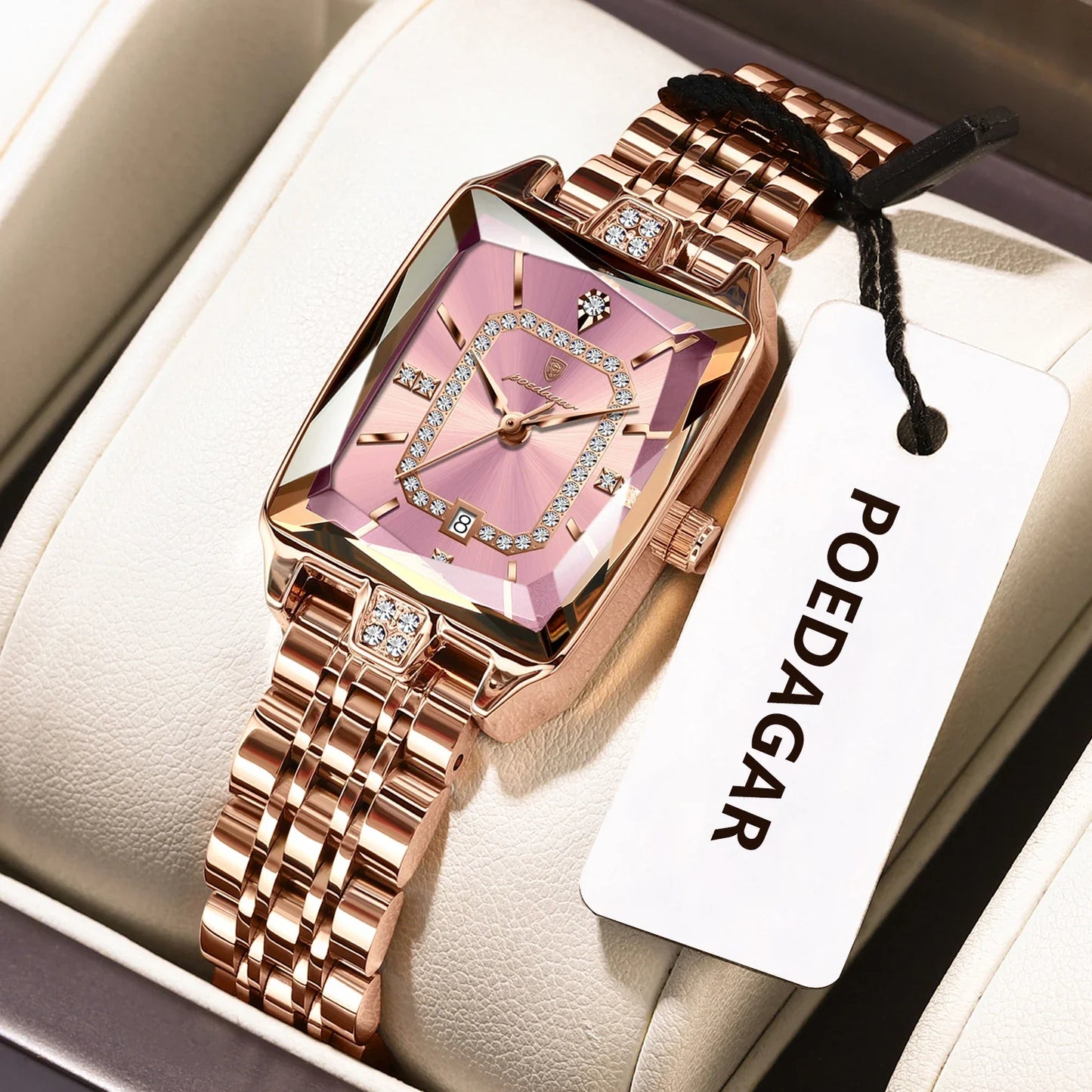 POEDAGAR Orologio da donna di lusso Impermeabile Data Orologio da polso da donna casual di alta qualità Orologio da donna elegante al quarzo in acciaio inossidabile