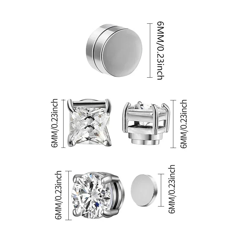 1/3 paia di orecchini magnetici per uomo e donna, magnete CZ nero, orecchino a clip non penetrante, orecchino a magnete rotondo senza piercing