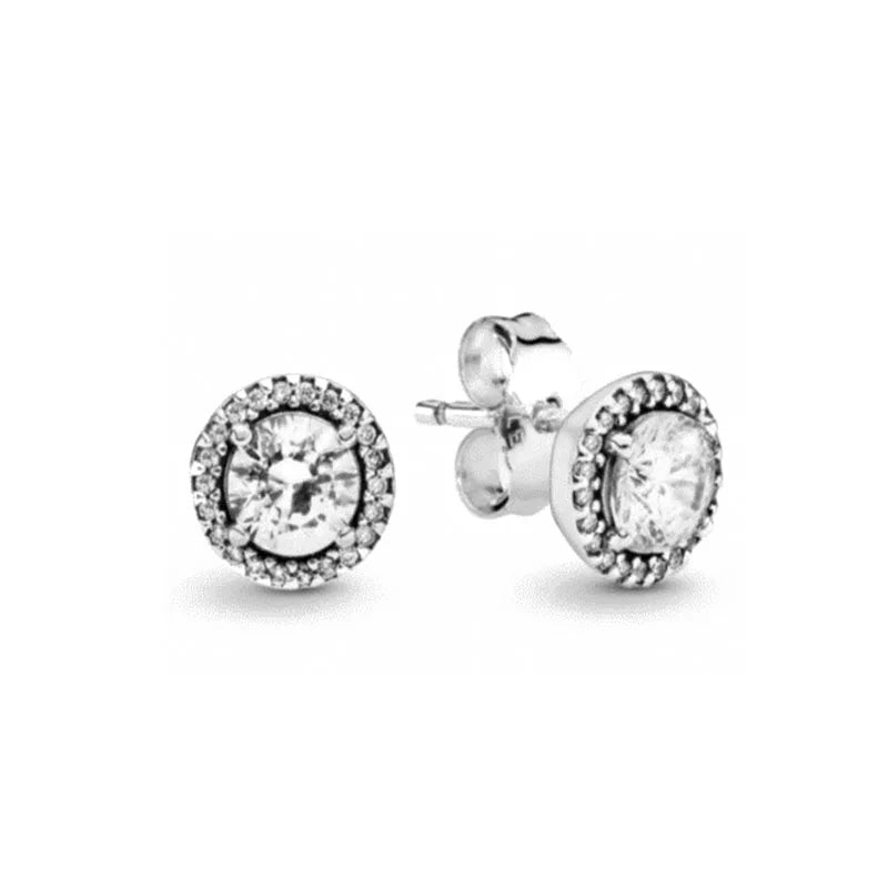 2025 Orecchini originali in pietra a forma di cuore bianco rosa, blu, rosso, verde, orecchino di perla con fiocco di neve, gioielli in argento s925 con fascino femminile