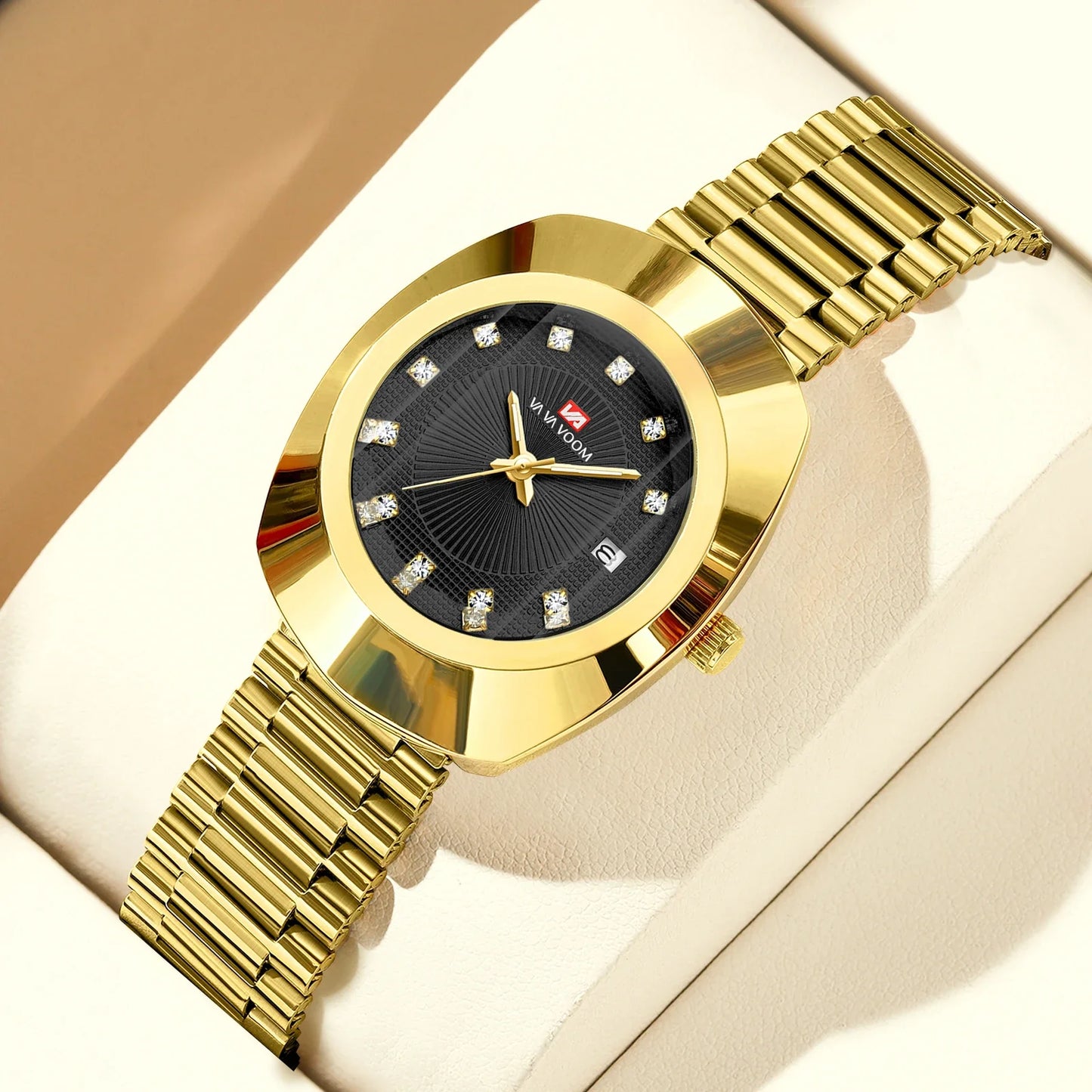 2024 nuove donne orologio ovale 34mm movimento al quarzo in acciaio inossidabile marchio di lusso acqua diamante oro nero vestito casual orologio da banchetto