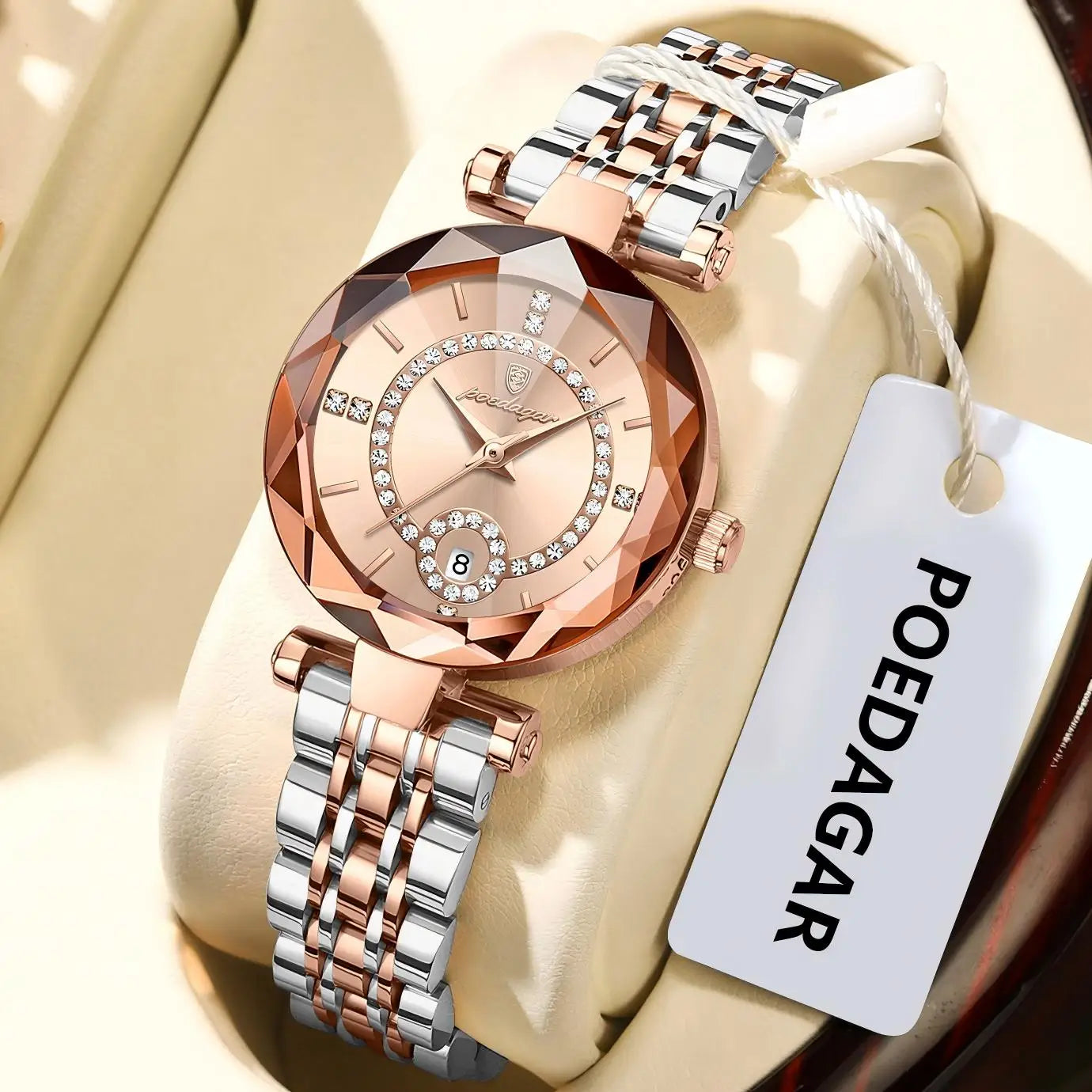 POEDAGAR Orologio da polso originale alla moda per donna Orologio da donna al quarzo con data in acciaio inossidabile impermeabile Orologi da donna casual di lusso