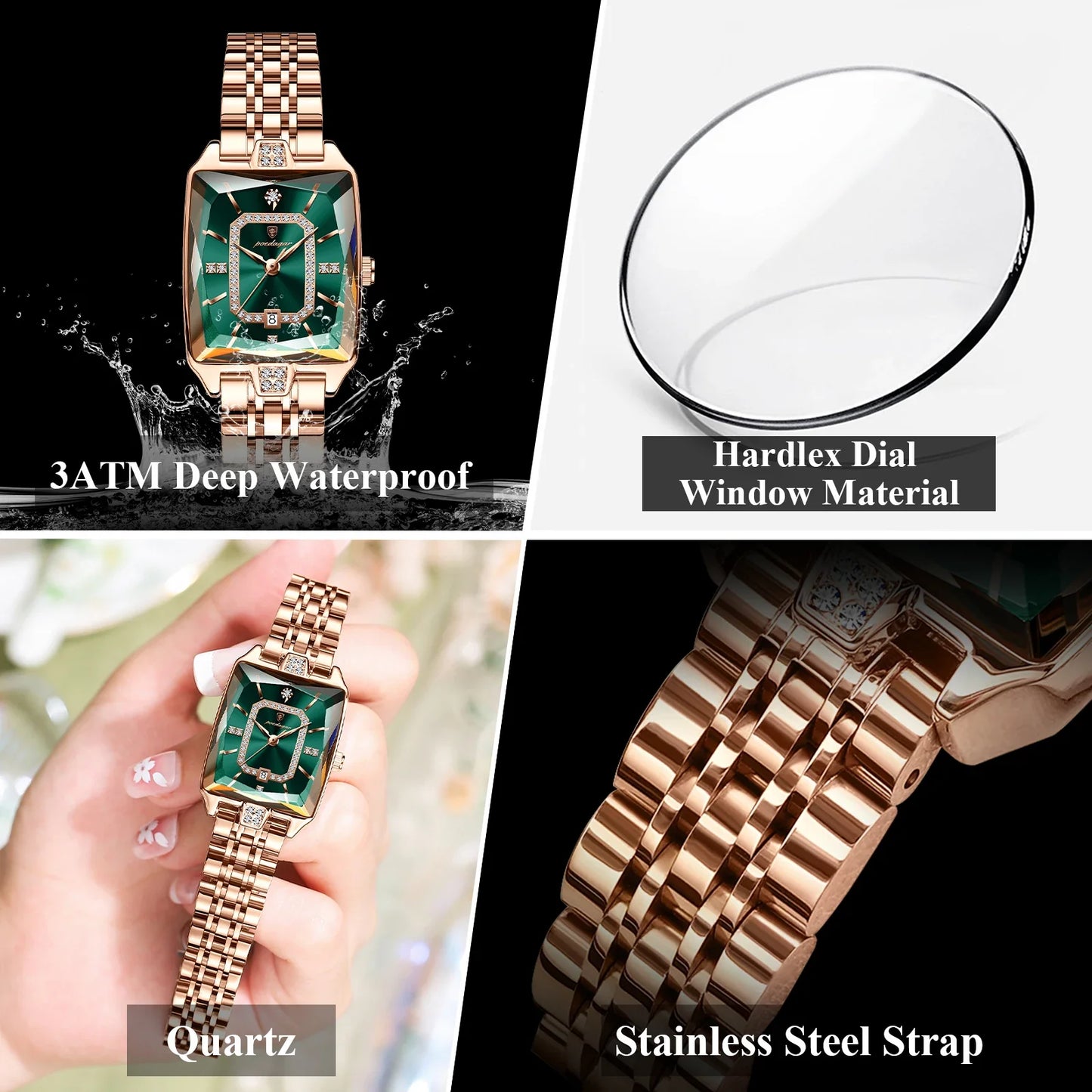 POEDAGAR Orologio da donna di lusso Impermeabile Data Orologio da polso da donna casual di alta qualità Orologio da donna elegante al quarzo in acciaio inossidabile