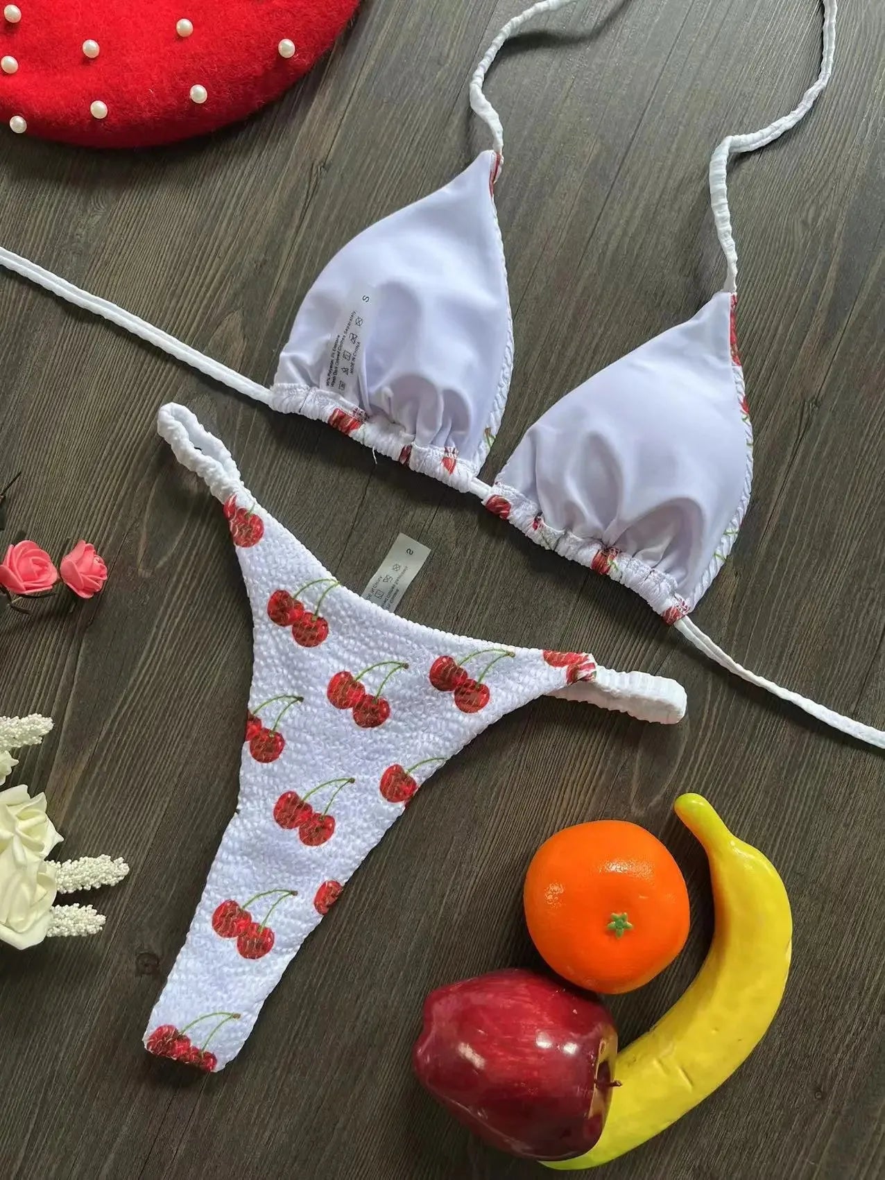 Bikini rugosi con scollo all'americana stampato Mini micro perizoma bikini costume da bagno femminile costumi da bagno donna bikini a due pezzi costume da bagno da bagno