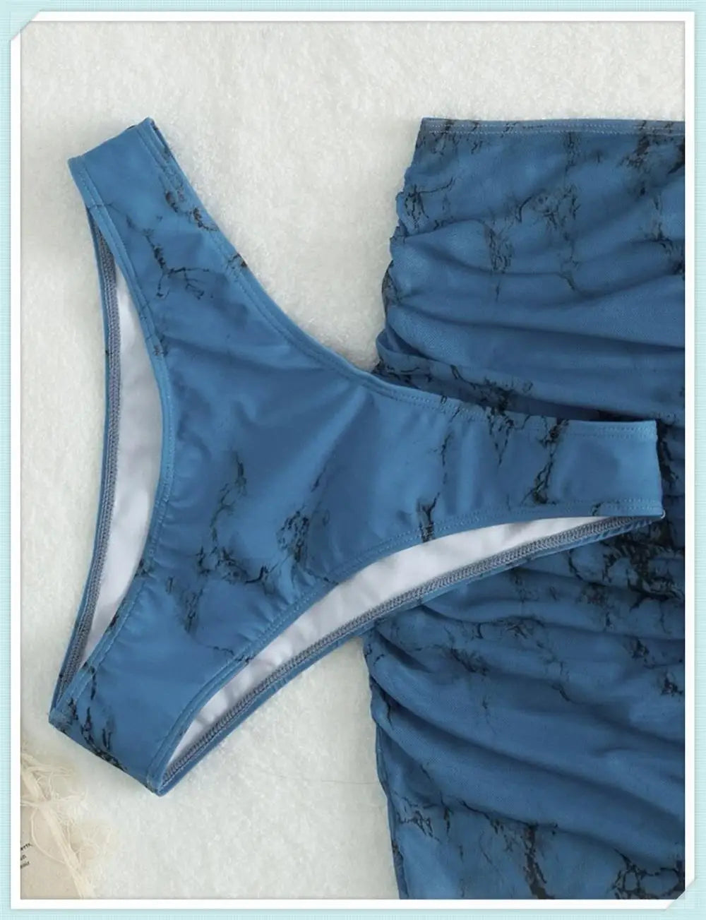 3 pezzi perizoma Bikini con gonna marmo texture costume da bagno donna costume da bagno Set costumi da bagno femminili abbigliamento da spiaggia nuoto estate