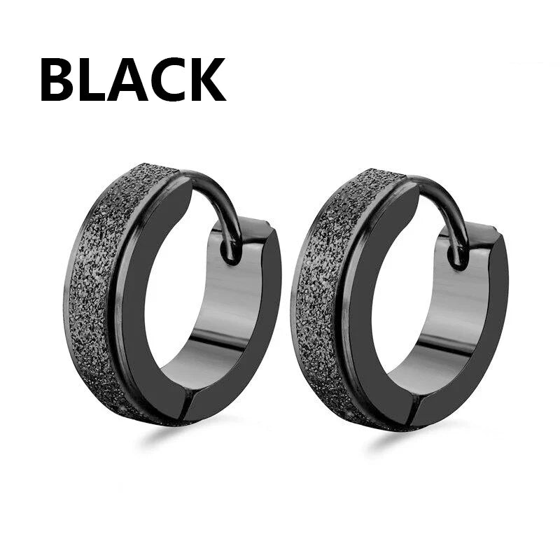 Orecchini a cerchio in acciaio inossidabile con glassa larga 2 pezzi orecchini rotondi neri per donna uomo Punk Vintage Circle Earring Jewelry Statement