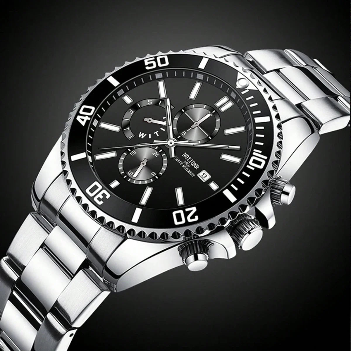 Orologi da lavoro da uomo di lusso Orologio da uomo al quarzo argento Orologio luminoso maschile