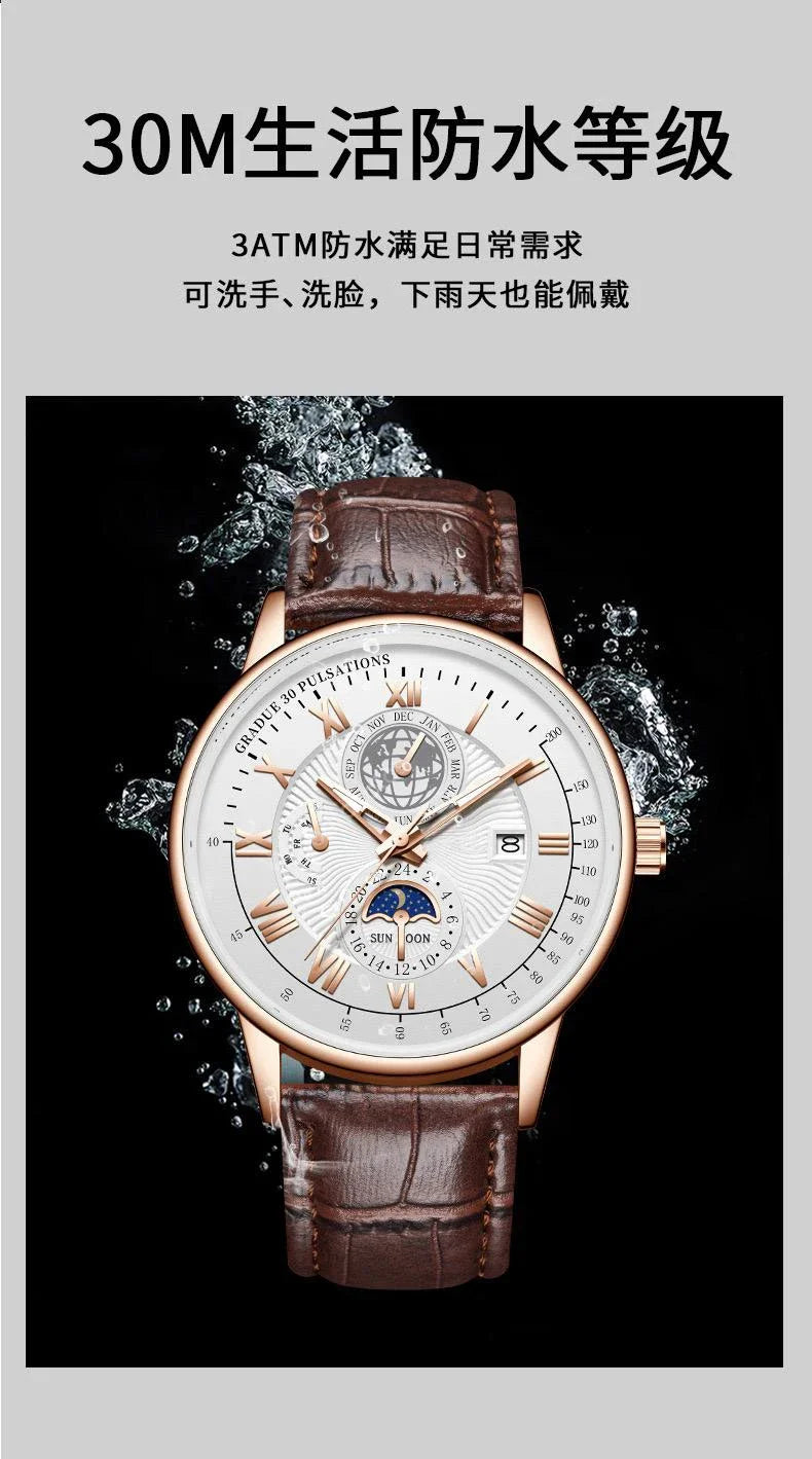 2024 Orologio da uomo alla moda Orologio da polso da uomo sportivo di lusso alla moda Orologio da uomo al quarzo con data in pelle luminosa impermeabile Orologio da uomo