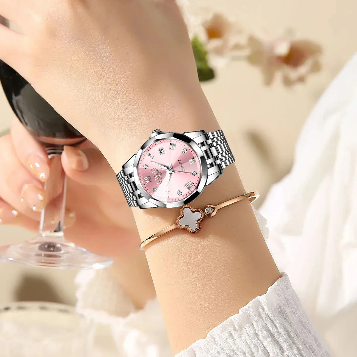 LIGE Orologio al Quarzo di Lusso per Donna, Elegante Bracciale Luminoso e Impermeabile, Regalo Ideale