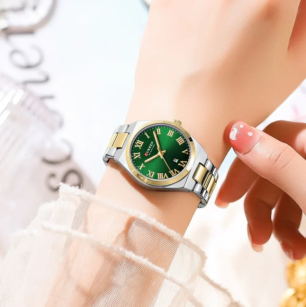 CURREN Orologio da donna, Orologi da donna, Orologi da donna, Abito alla moda impermeabile Bracciale in acciaio inossidabile Orologi analogici Data
