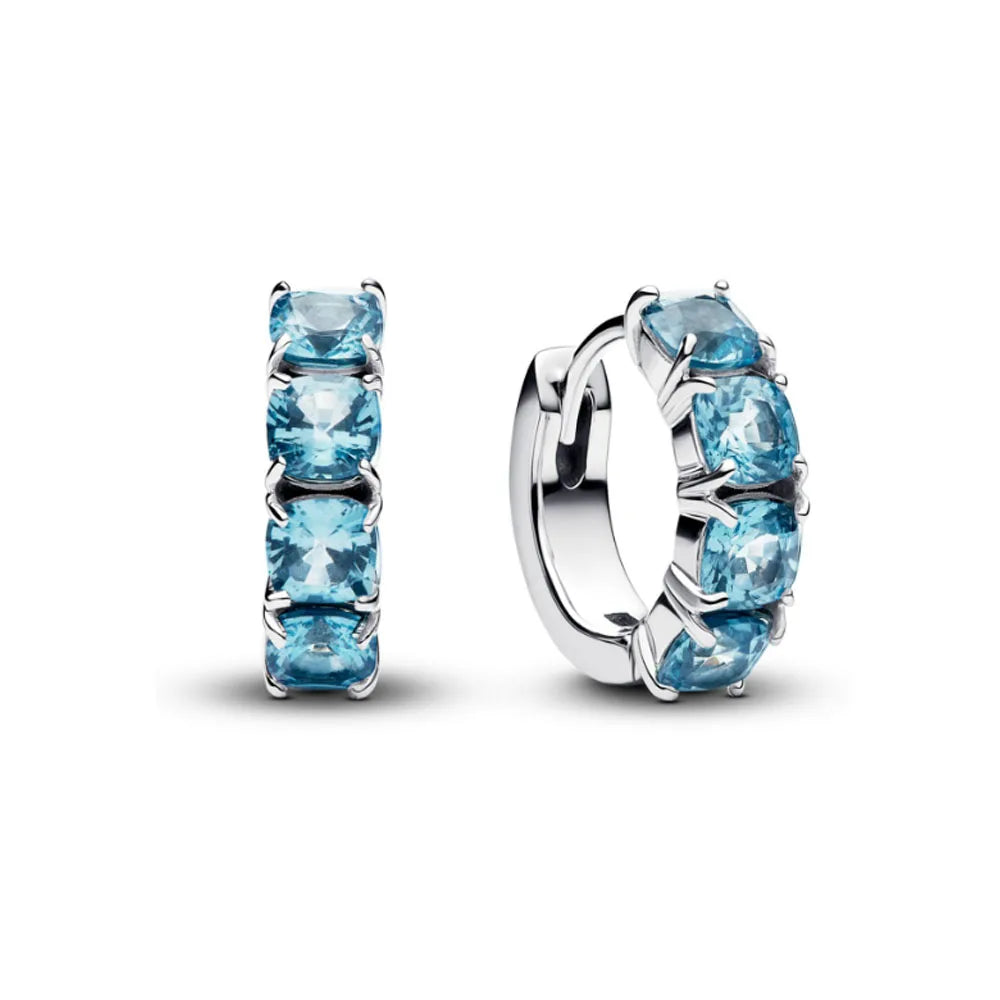 2025 Orecchini a cerchio in cristallo per le donne Orecchini gioielli Farfalla rosa Bule Moon Star Orecchini originali in argento sterling 925
