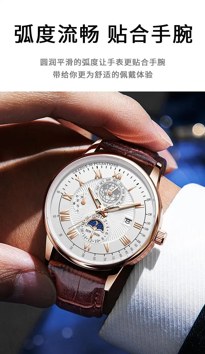 2024 Orologio da uomo alla moda Orologio da polso da uomo sportivo di lusso alla moda Orologio da uomo al quarzo con data in pelle luminosa impermeabile Orologio da uomo