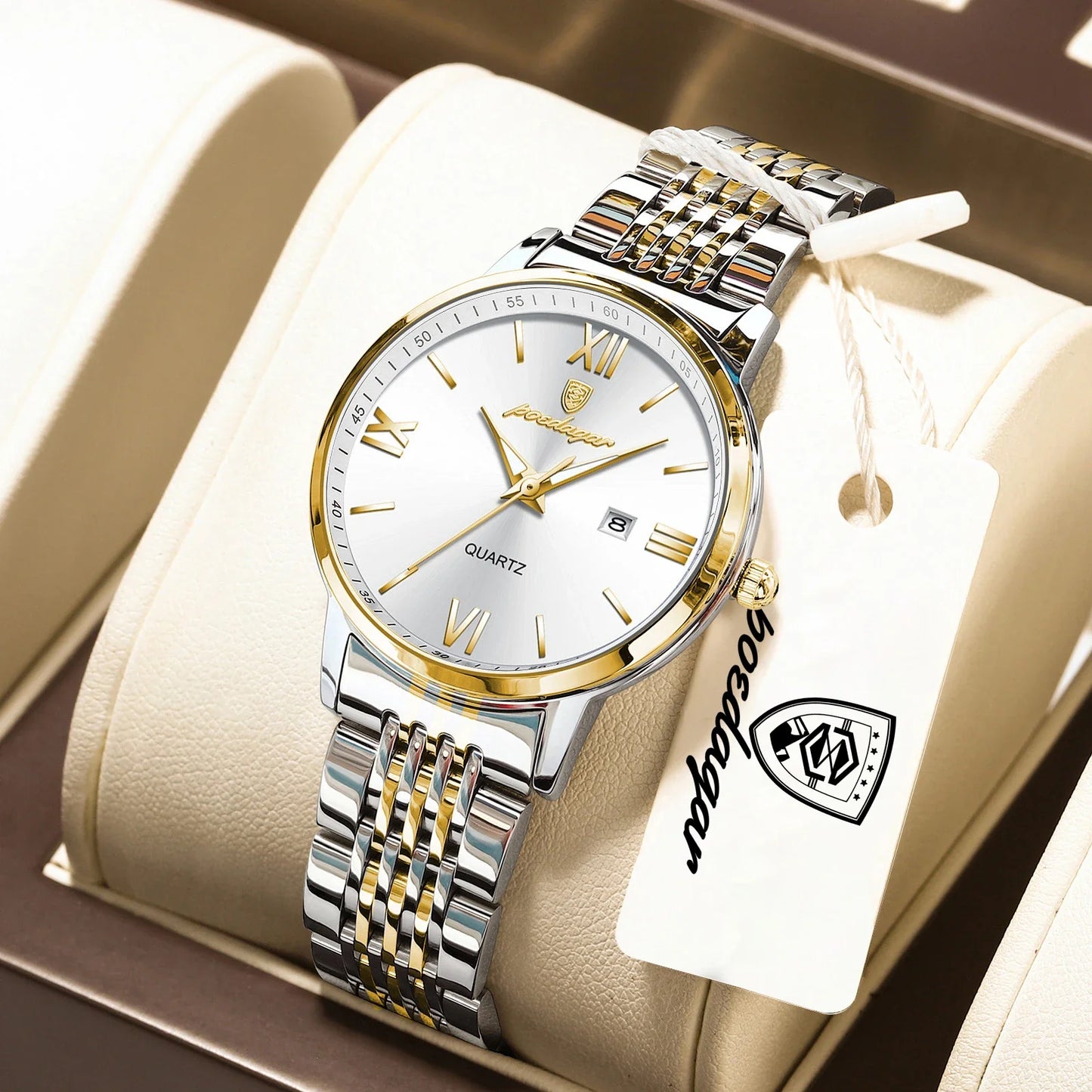 POEDAGAR Orologio da Donna Raffinato Impermeabile Luminoso con Data, Orologio da Polso Femminile di Alta Qualità in Acciaio Inossidabile, Elegante Orologio al Quarzo per Donne