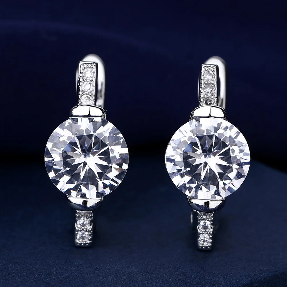 Orecchini in argento sterling 925 gioielli di alta qualità retrò modello semplice orecchini con zirconi bianchi viola vendita calda