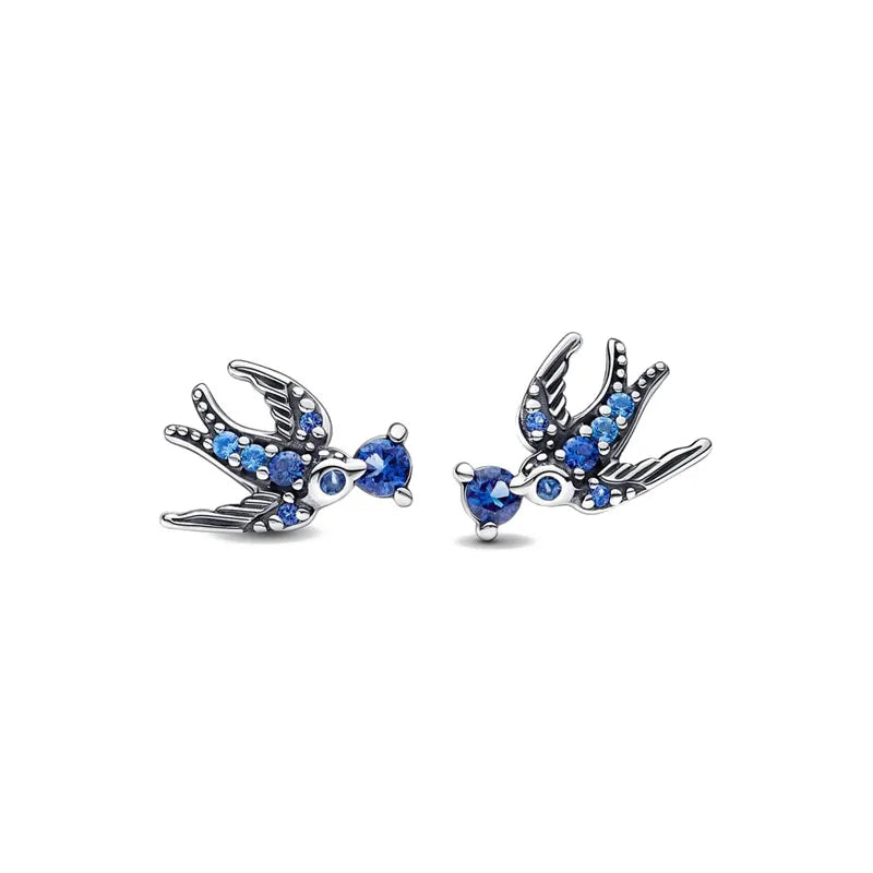 Orecchini e Ciondolo con Zirconi Scintillanti, Combinazione Fiore di Ciliegio e Farfalla, Orecchini in Argento 925, Regalo Ideale per Donne