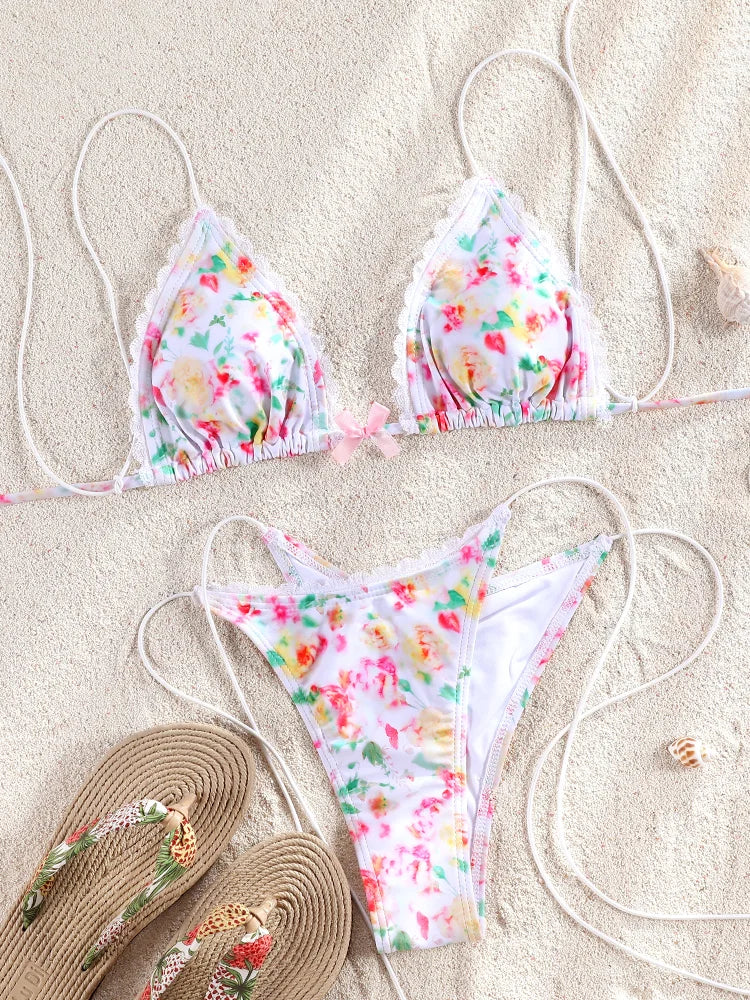 ZRTAK Costume a due pezzi Bikini 2025 Costume da bagno donna Push Up Costume da bagno Bikini sexy Set Costumi da bagno Stampa Beachwear Biquinis solidi