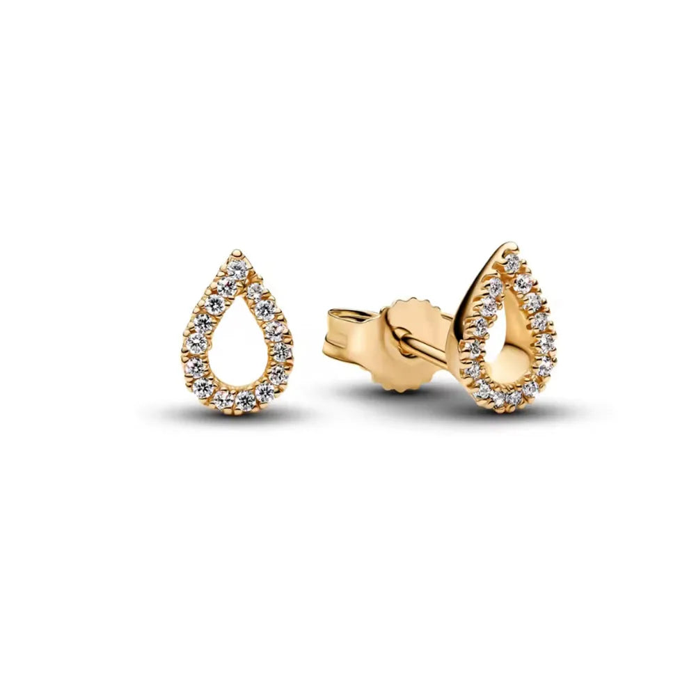 2025 Orecchini a cerchio in cristallo per le donne Orecchini gioielli Farfalla rosa Bule Moon Star Orecchini originali in argento sterling 925