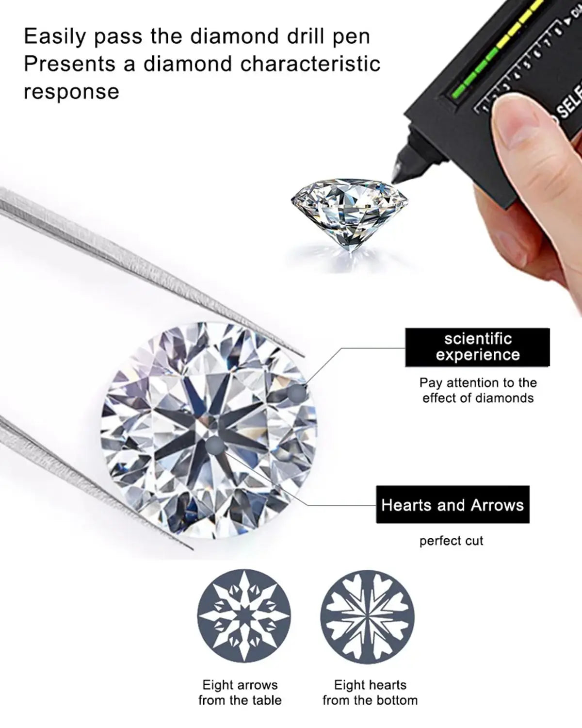 Orecchini a bottone in moissanite a 4 punte in oro massiccio 14 carati per le donne Orecchini a bottone con diamanti da sposa Gioielleria raffinata Regalo di compleanno
