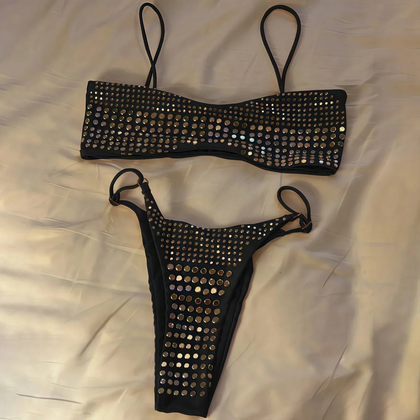 2025 Diamante Bikini Donne Sexy Costume Da Bagno A Fascia Biquini Push Up Costumi Da Bagno Femminile Lucido Costumi da Bagno Floreale Tuta Beachwear
