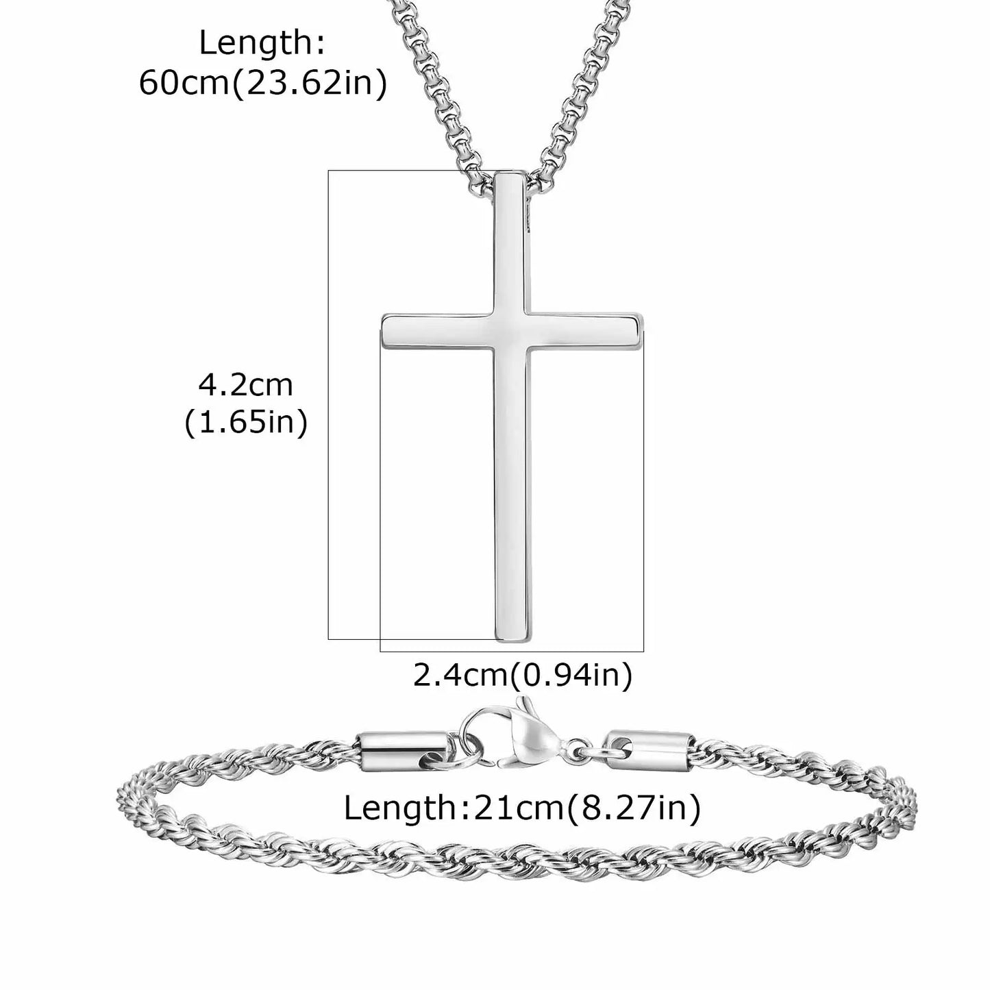 Vnox Set di 2 Pezzi Collana con Ciondolo e Bracciale da Uomo, Set di Gioielli in Acciaio Inossidabile Colore Nero Oro Argento, Regali di Gioielleria alla Moda