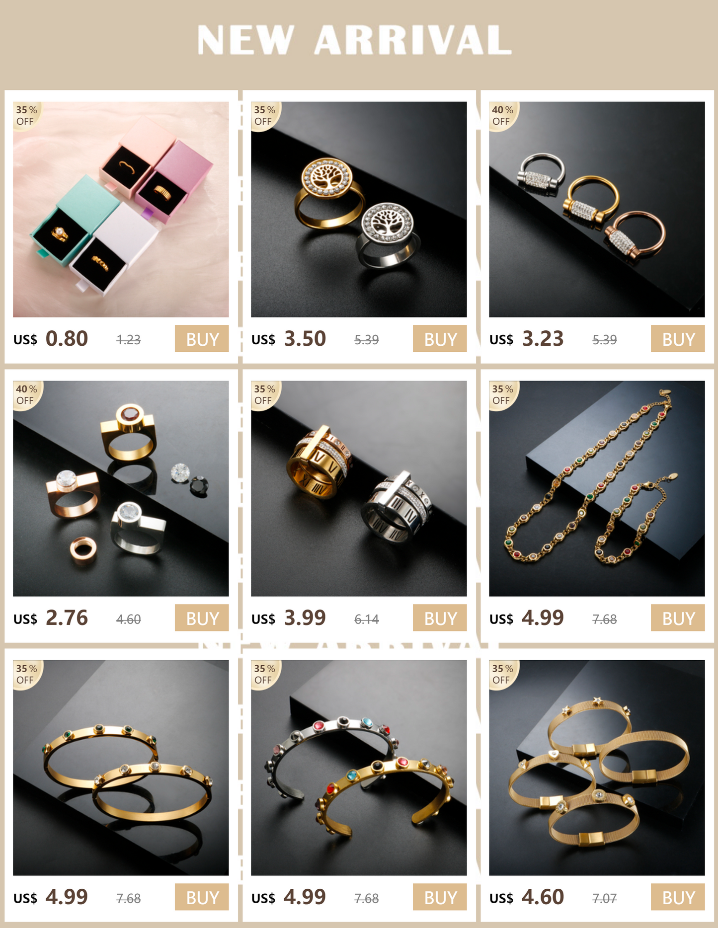 Set di gioielli di lusso Bracciale rigido in acciaio inossidabile Anello da dito Orecchini a cerchio con mini sfere per regali di gioielli di moda da donna