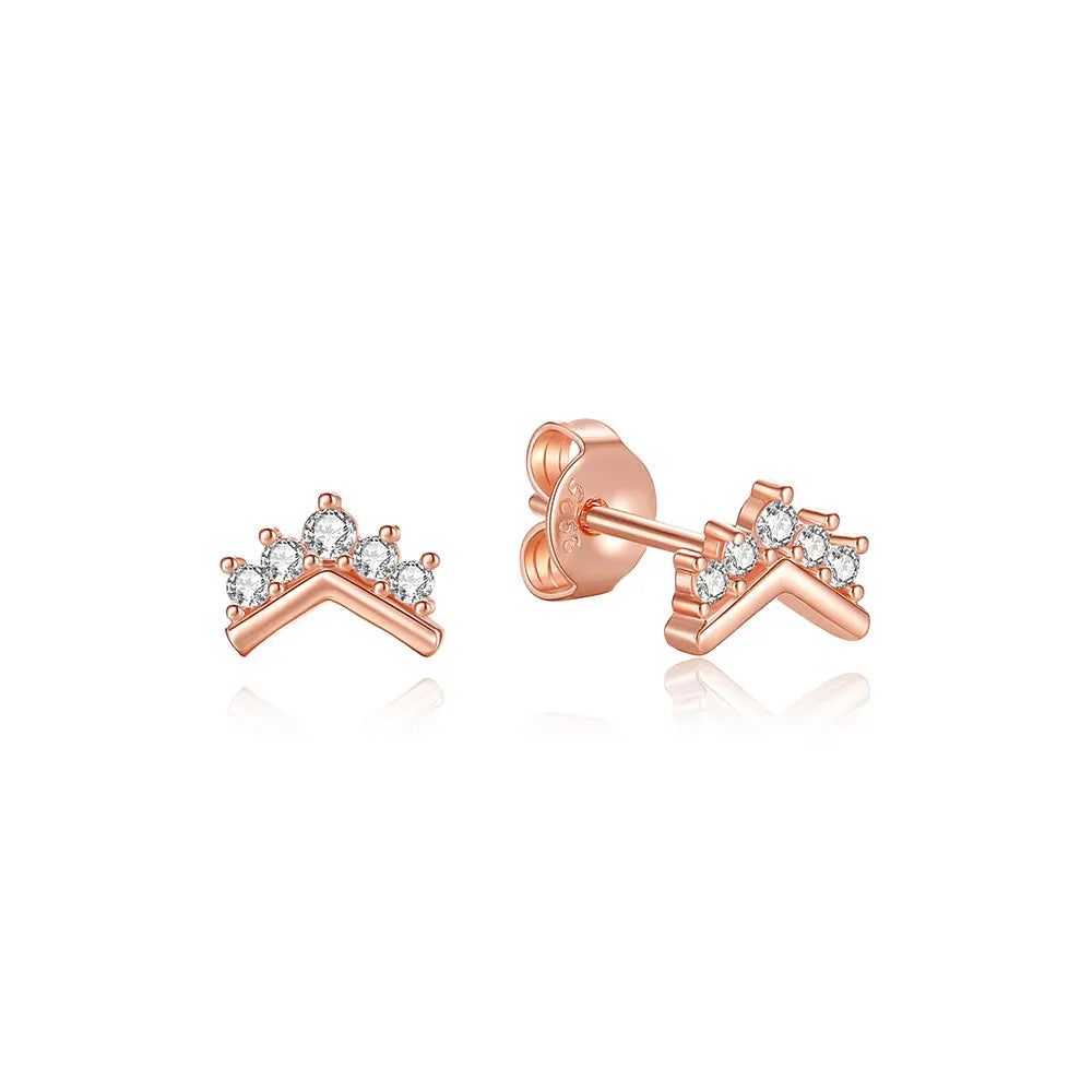 Orecchini Originali in Argento Sterling 925, Modello 2026, a Perno e a Cerchio con Cristalli, per Donna, in Oro Rosa, con Corona, Cuore, Infinito, Ape, Gioielli