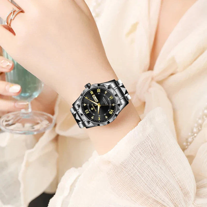 BANGWEI Orologio da donna Orologio di moda classico elegante di lussoBusiness Casual Data Orologi da donna al quarzo luminoso impermeabile in acciaio inossidabile