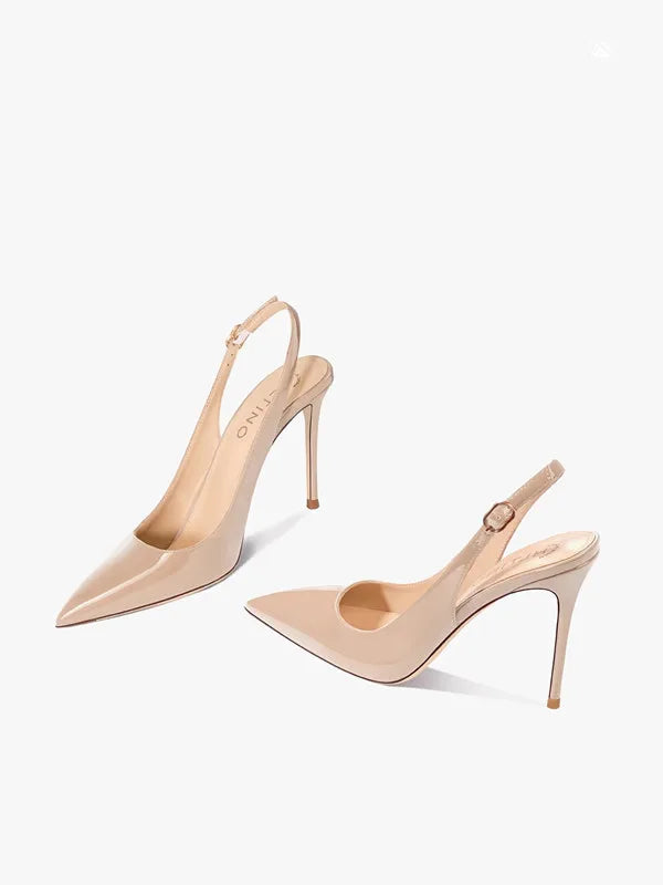 Sexy high-heeled sandals with pointed tips and elegant  summer patent leather strappy fashionable party women's shoes