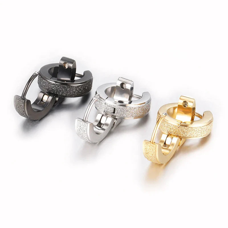Orecchini a cerchio in acciaio inossidabile con glassa larga 2 pezzi orecchini rotondi neri per donna uomo Punk Vintage Circle Earring Jewelry Statement