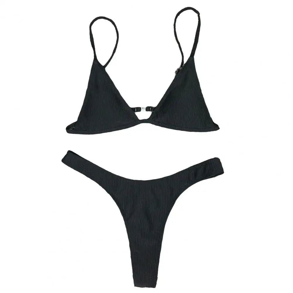 2 pezzi/set bikini da donna sexy set costumi da bagno da donna con cinturino per spaghetti senza fili ad asciugatura rapida