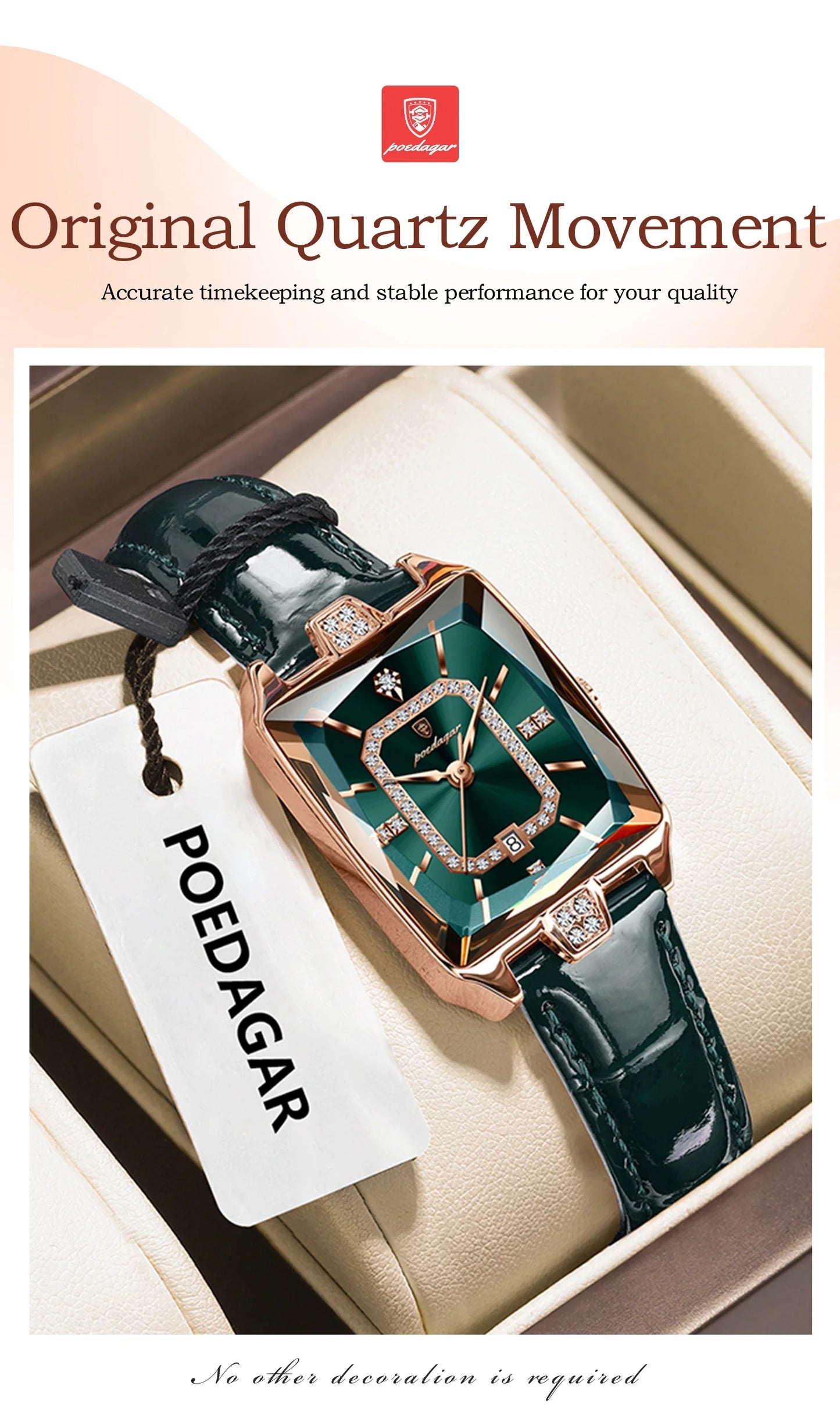 POEDAGAR Rettangolo Orologi da donna di lusso Impermeabile Data Orologio da donna in pelle Elegante orologio da polso da donna al quarzo moda Reloj regalo