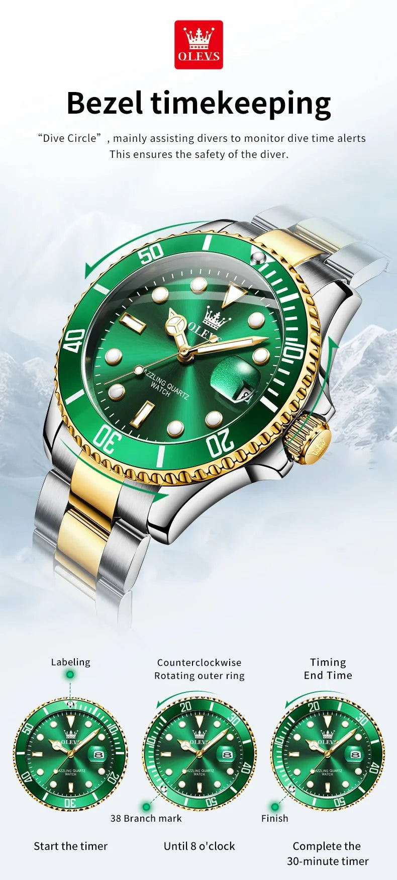OLEVS 5885 Orologio da uomo Orologio al quarzo impermeabile di marca originale Cinturino in acciaio inossidabile Data automatica Orologi da regalo da uomo per uomo