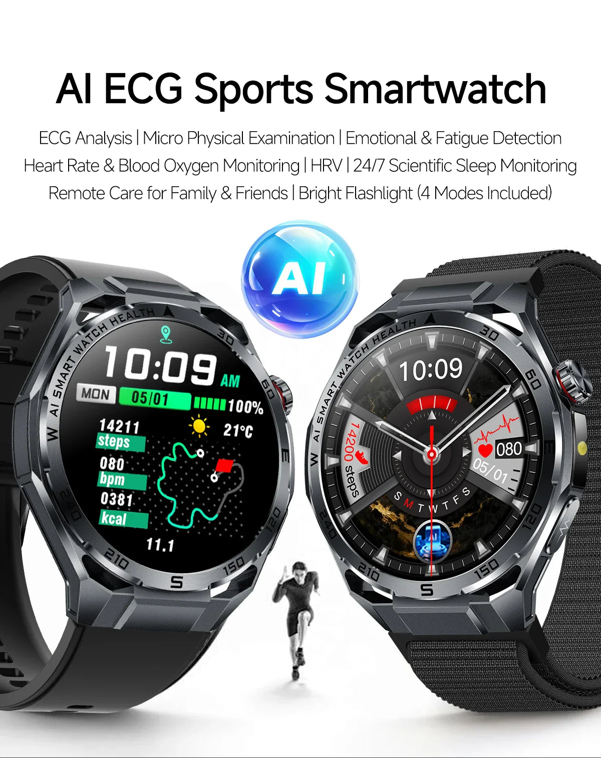 Nuovo Smartwatch 2026 con Analisi AI del Grasso Corporeo, ECG+PPG, Acido Urico, Pressione Sanguigna, Ossigeno nel Sangue, Chiamate, Schermo AMOLED per Uomini e Donne