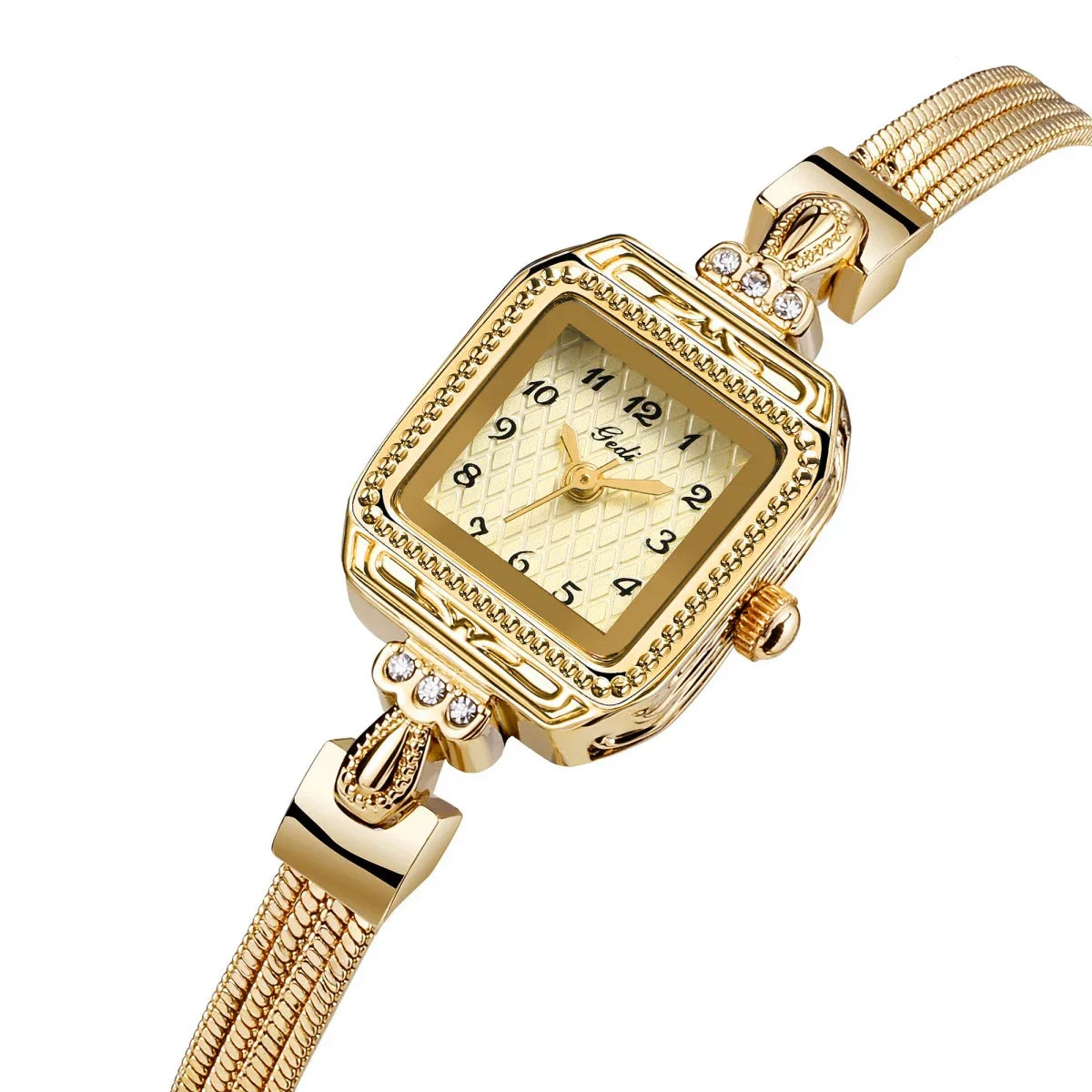 Nuovo orologio da donna in oro di lusso Orologio da polso al quarzo quadrato alla moda Orologio da donna semplice con strass squisito regalo Relogio Feminino
