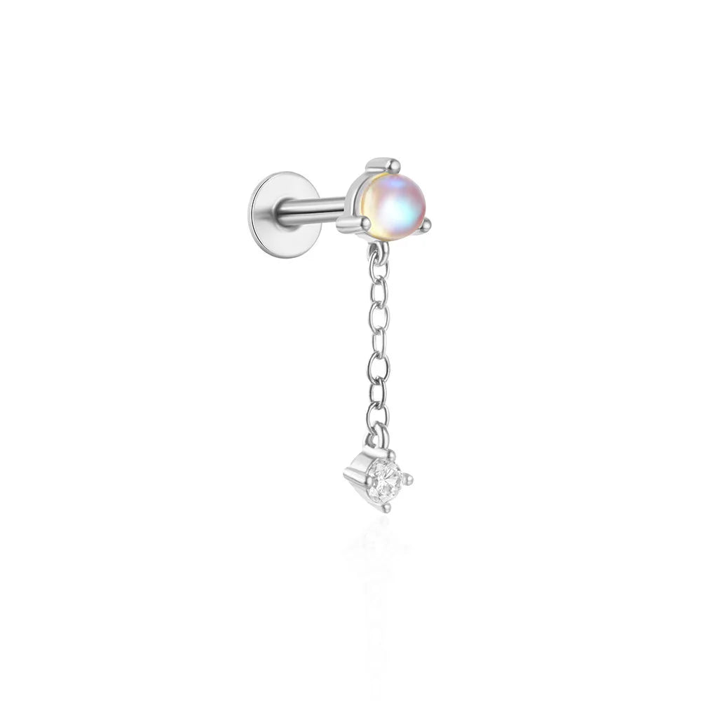 Orecchini con polsini piatti filettati con nappa tempestata di diamanti di nuovo stile, accessori per orecchie in stile europeo e americano.