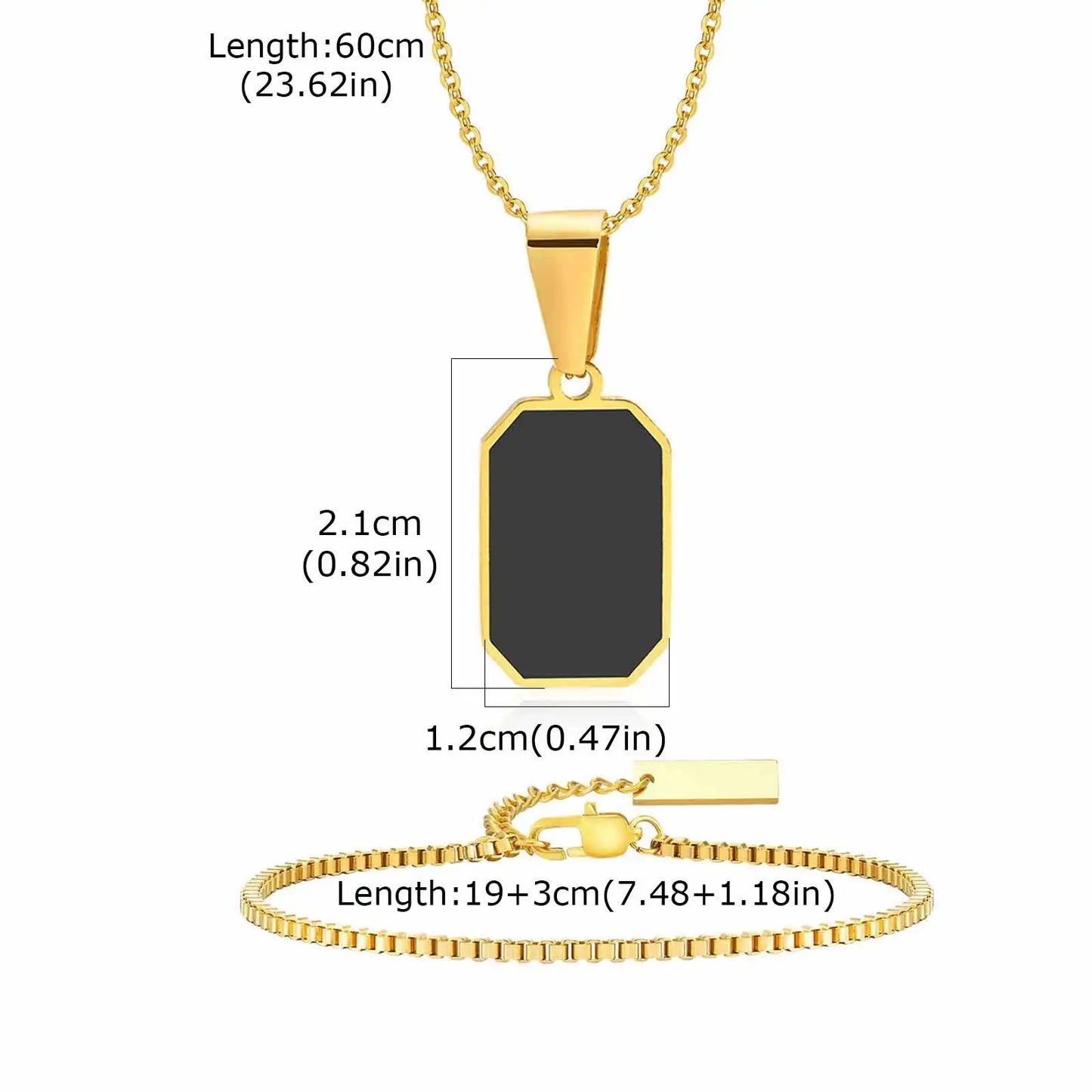 Vnox Set di 2 Pezzi Collana con Ciondolo e Bracciale da Uomo, Set di Gioielli in Acciaio Inossidabile Colore Nero Oro Argento, Regali di Gioielleria alla Moda