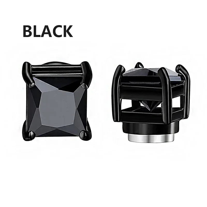 3 paia di orecchini a clip magnetici resistenti in cristallo per uomini e donne Orecchini con magnete zircone rotondo punk Gioielli non penetranti