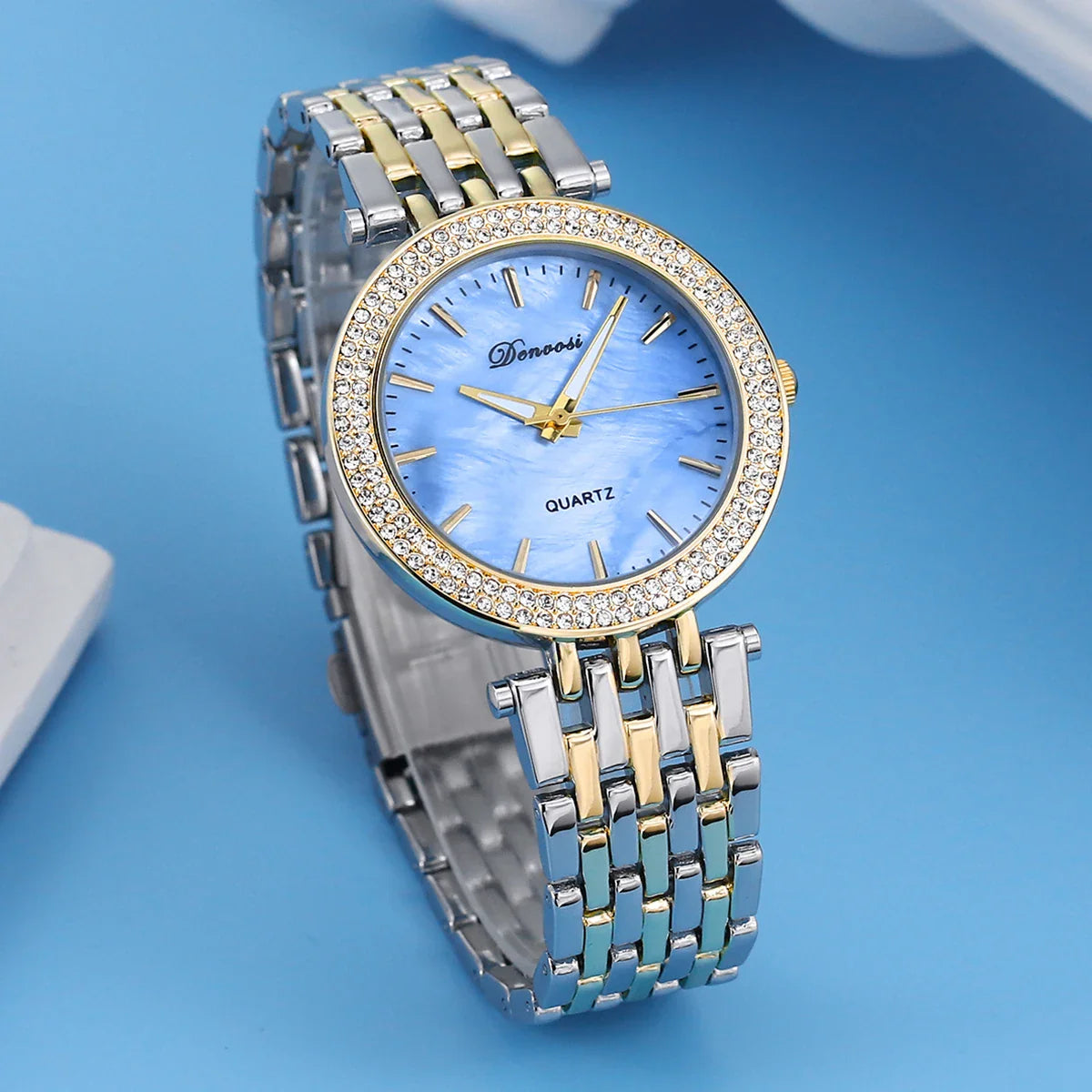 Orologio al quarzo da donna DENVOSI Orologio da polso da donna All-match con montatura di diamanti di lusso elegante e alla moda delle migliori marche
