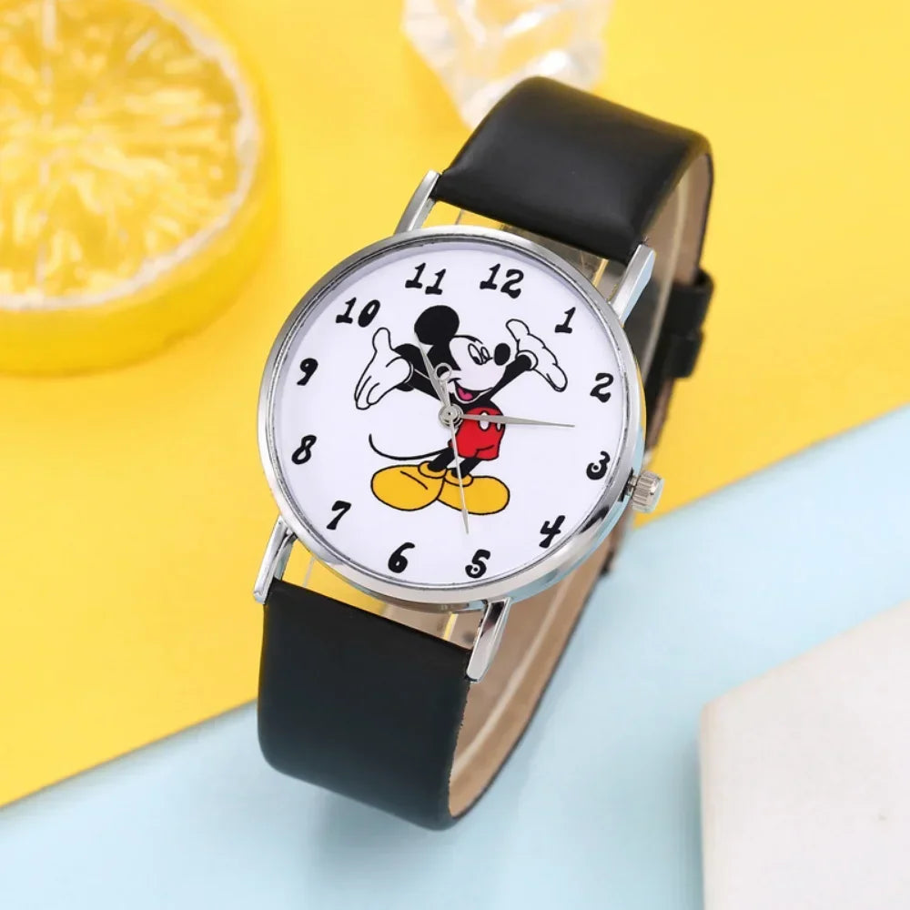 Nuovo set di braccialetti per orologi da donna Disney per bambini Confezione regalo Moda Topolino Orologi da cartone animato per bambini Bracciali da donna con scatola
