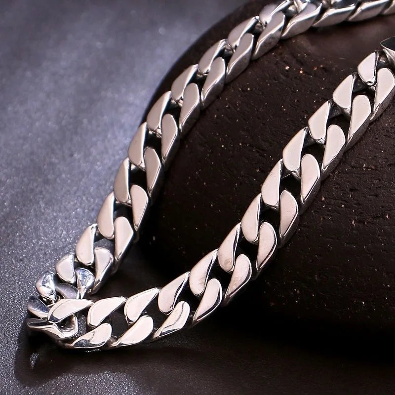 100% S925 Collana in argento sterling Bracciale Punk S925 Gioielli in argento Non sbiadisce mai Carry certificato Uomo Donna Gioielli Regali
