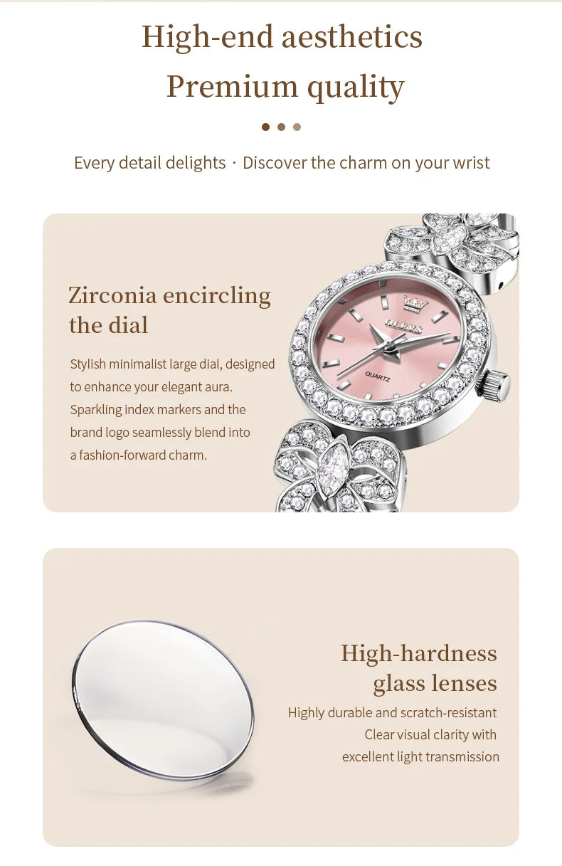 OLEVS 5887 Orologi da donna Elegante orologio al quarzo originale Orologi luminosi impermeabili per regalo donna Cinturino con diamanti Reloj Mujer
